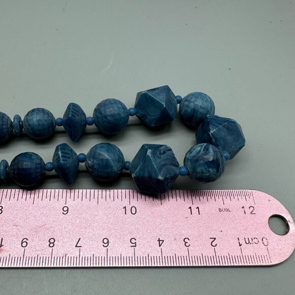 3/$30 Blue Beaded Necklace Lot Mixed Shapes Matte Finish Costume Jewelry - Picture 11 of 13